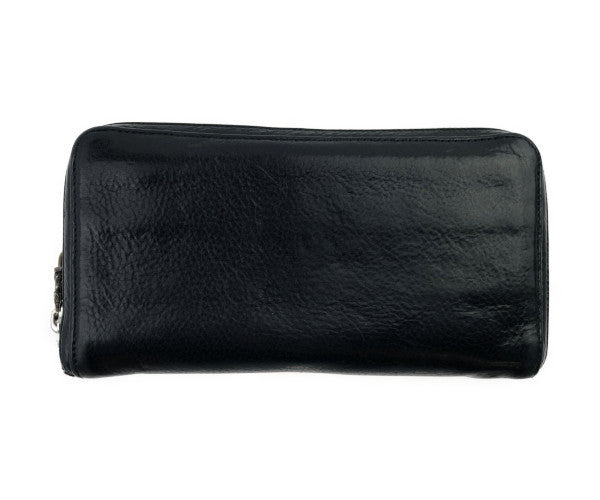 CHROME HEARTS クロムハーツ（原本無） REC F ZIP 3 セメタリークロス ラウンドジップ  レザー ウォレット　 ブラック系【中古】