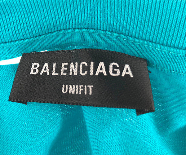 BALENCIAGA バレンシアガ 21SS 651795 TKVB8 国内正規品 Caps Destroyed Flatground Tee デストロイ加工 ロゴ クルーネック Tシャツ ターコイズブルー系 XS【美品】【中古】