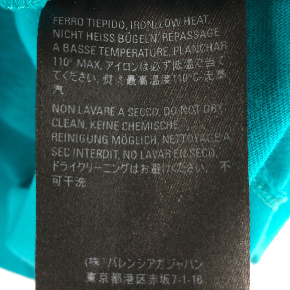BALENCIAGA バレンシアガ 21SS 651795 TKVB8 国内正規品 Caps Destroyed Flatground Tee デストロイ加工 ロゴ クルーネック Tシャツ ターコイズブルー系 XS【美品】【中古】
