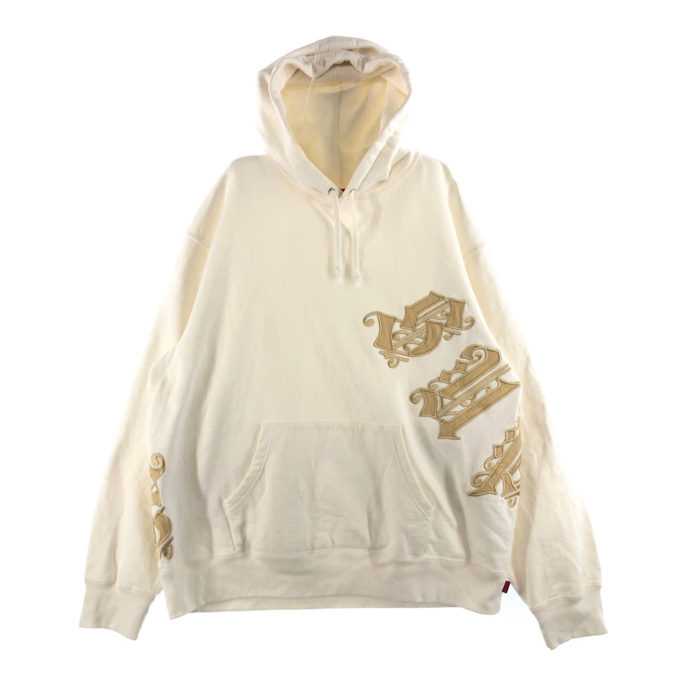Supreme シュプリーム 21SS Old English Wrap Hooded Sweatshirt オールド イングリッシュ ラップ スウェット パーカー ホワイト系 L【中古】