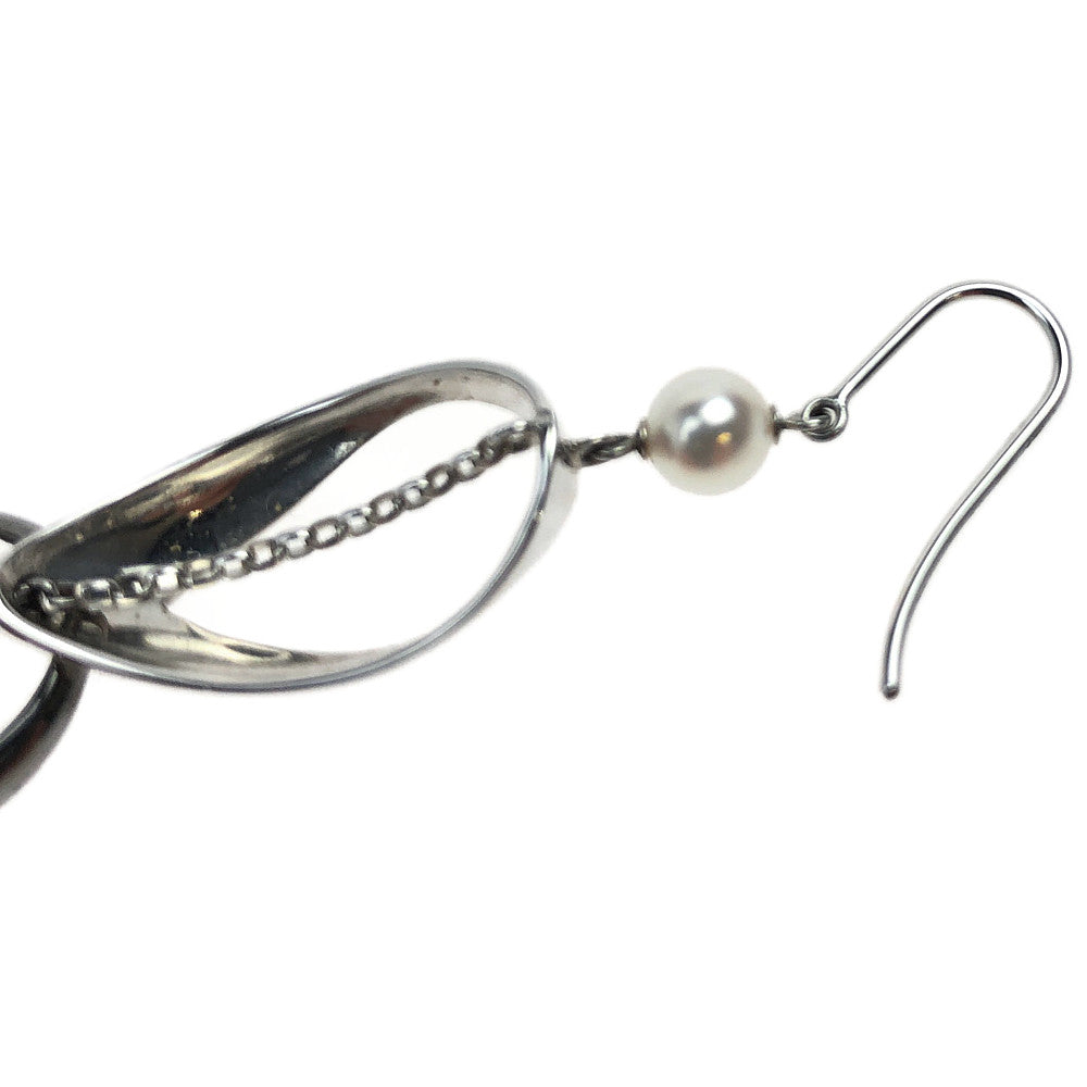 MIKIMOTO ミキモト K18WG 750 ホワイトゴールド ブラック パール ピアス シルバー系【中古】