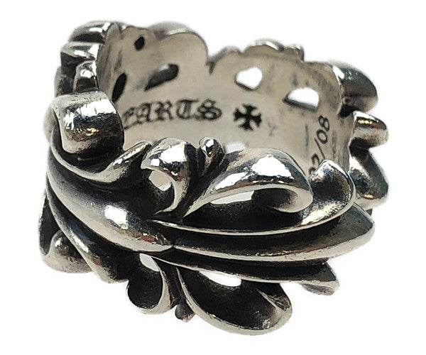 CHROME HEARTS クロムハーツ（原本無） ダブル フローラル クロス リング シルバー系 17号【中古】