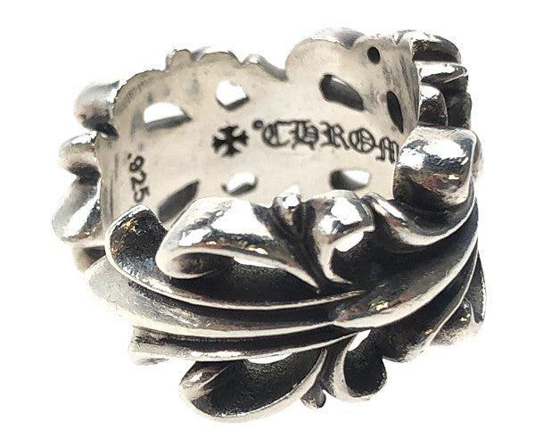 CHROME HEARTS クロムハーツ（原本無） ダブル フローラル クロス リング シルバー系 17号【中古】