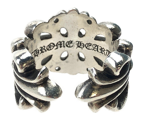 CHROME HEARTS クロムハーツ（原本無） ダブル フローラル クロス リング シルバー系 17号【中古】