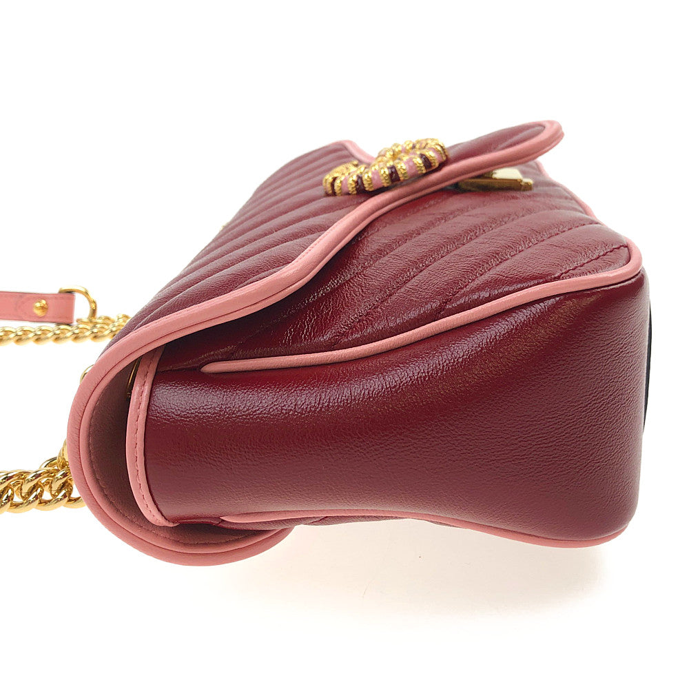 GUCCI グッチ 443497 GGマーモント キルティング チェーンショルダーバッグ レッド系【中古】