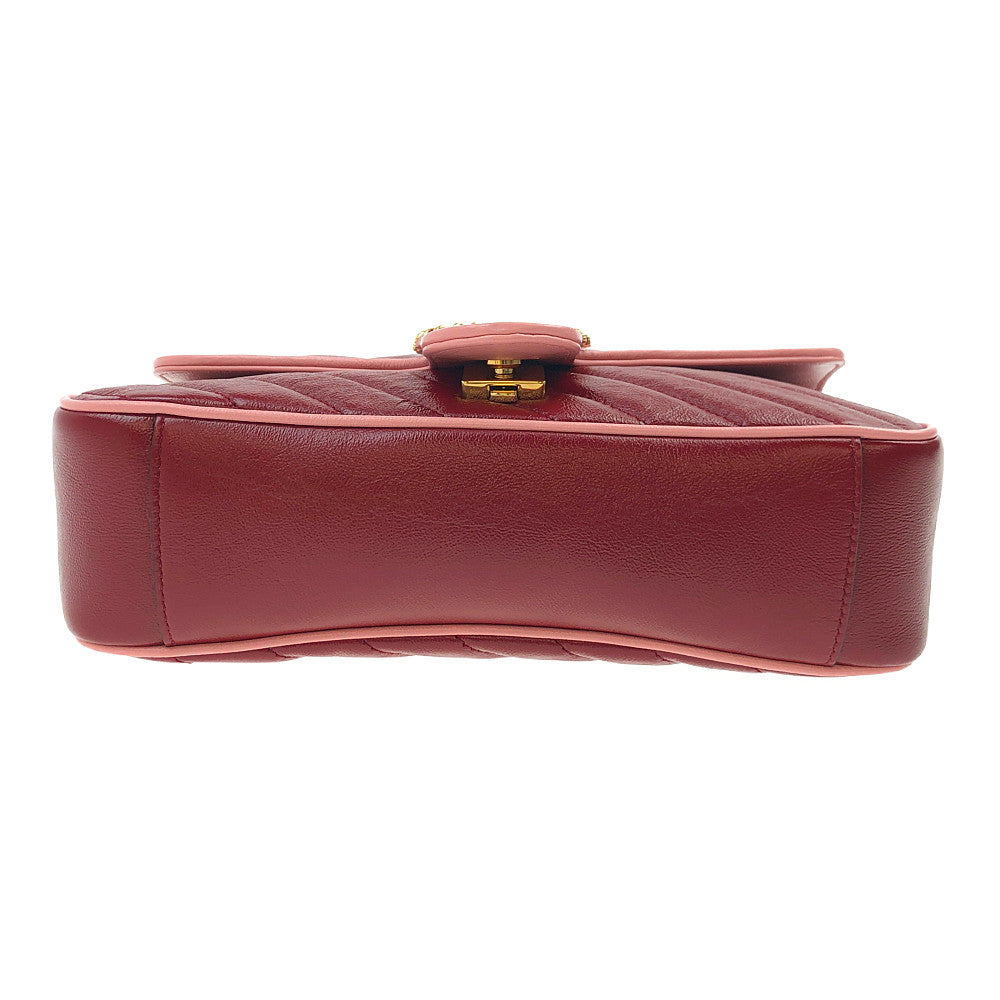 GUCCI グッチ 443497 GGマーモント キルティング チェーンショルダーバッグ レッド系【中古】