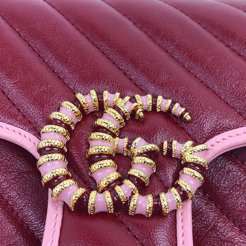 GUCCI グッチ 443497 GGマーモント キルティング チェーンショルダーバッグ レッド系【中古】