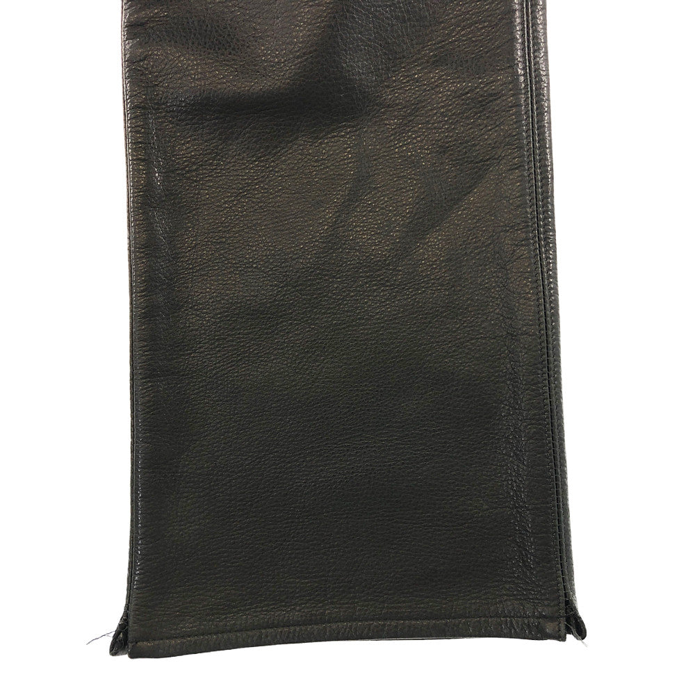 CHROME HEARTS クロムハーツ（原本有） 国内正規品 5P JEAN MED フレアニー レザー クロスボール ボタン パンツ 28SR  ブラック系 28SR【中古】