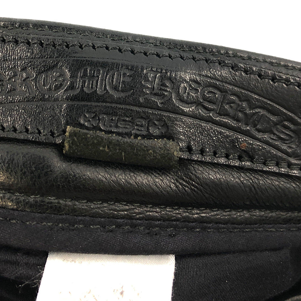 CHROME HEARTS クロムハーツ（原本有） 国内正規品 5P JEAN MED フレアニー レザー クロスボール ボタン パンツ 28SR  ブラック系 28SR【中古】
