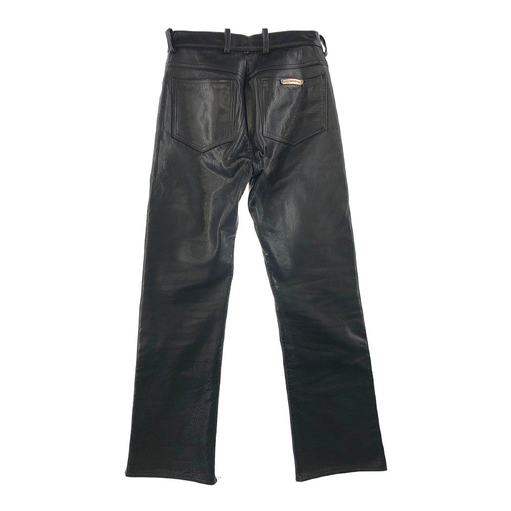 CHROME HEARTS クロムハーツ（原本有） 国内正規品 5P JEAN MED フレアニー レザー クロスボール ボタン パンツ 28SR  ブラック系 28SR【中古】
