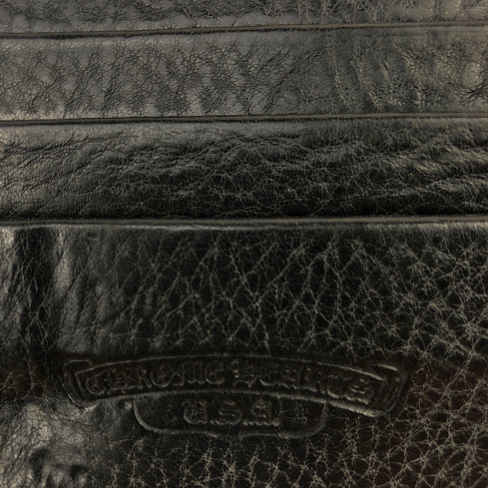 CHROME HEARTS クロムハーツ（原本無） WAVE WALLET ウェーブ クロスボールボタン レザー ウォレット ブラック系【中古】