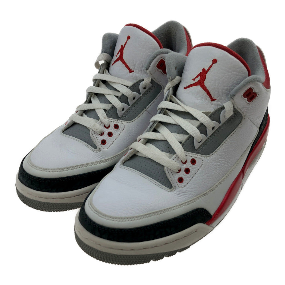 NIKE ナイキ 136064-120 AIR JORDAN 3 RETRO FIRE RED エアジョーダン3 レトロ ファイヤー レッド スニーカー ホワイト系 レッド系 27.5cm【中古】