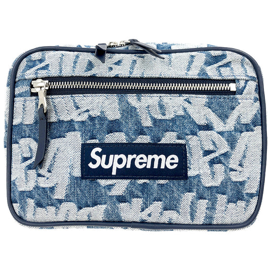 Supreme シュプリーム 22SS FAT TIP JACQUARD DENIM WAIST BAG ファット チップ ジャガード デニム ウエストバッグ ボディバッグ ショルダーバッグ インディゴブルー系【極上美品】【中古】