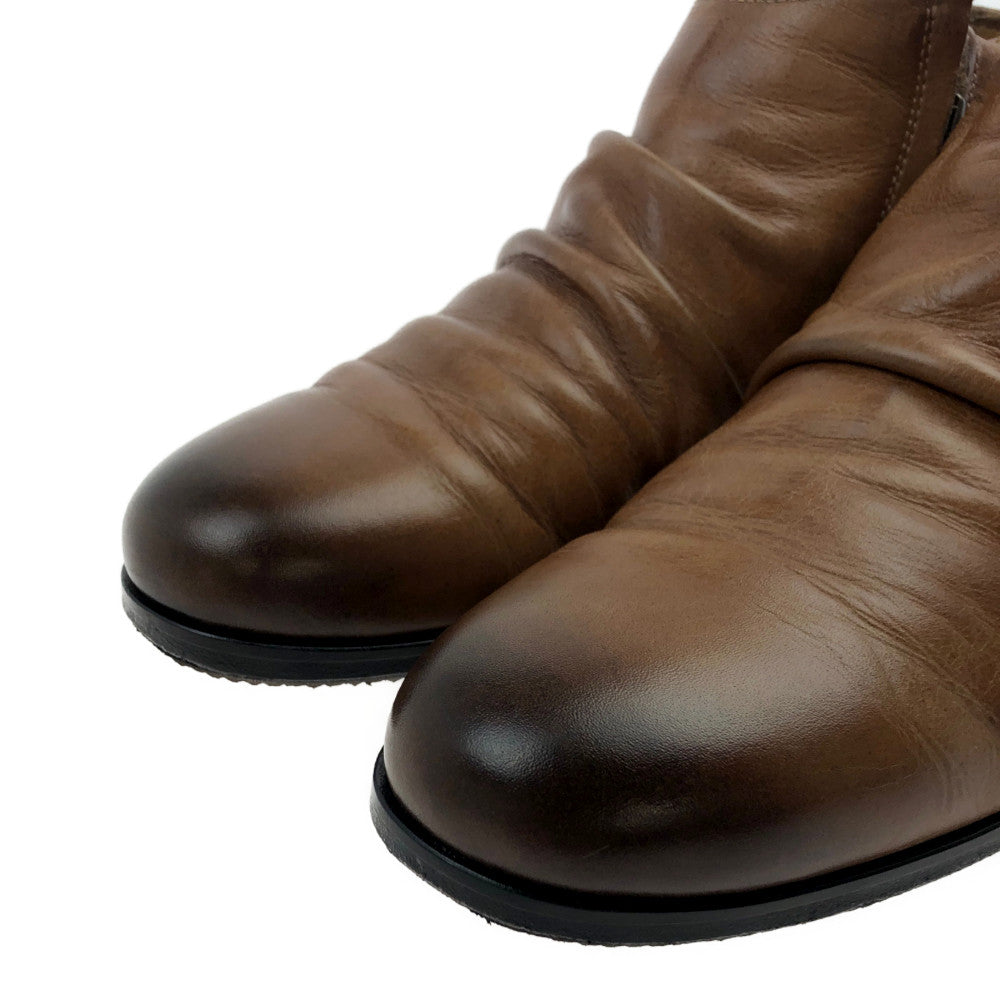 PADRONE パドローネ PU8395-1203-12C  SHORT SIDE ZIP BOOTS ショート サイドジップ 牛革 ブーツ ブラウン系 40【中古】
