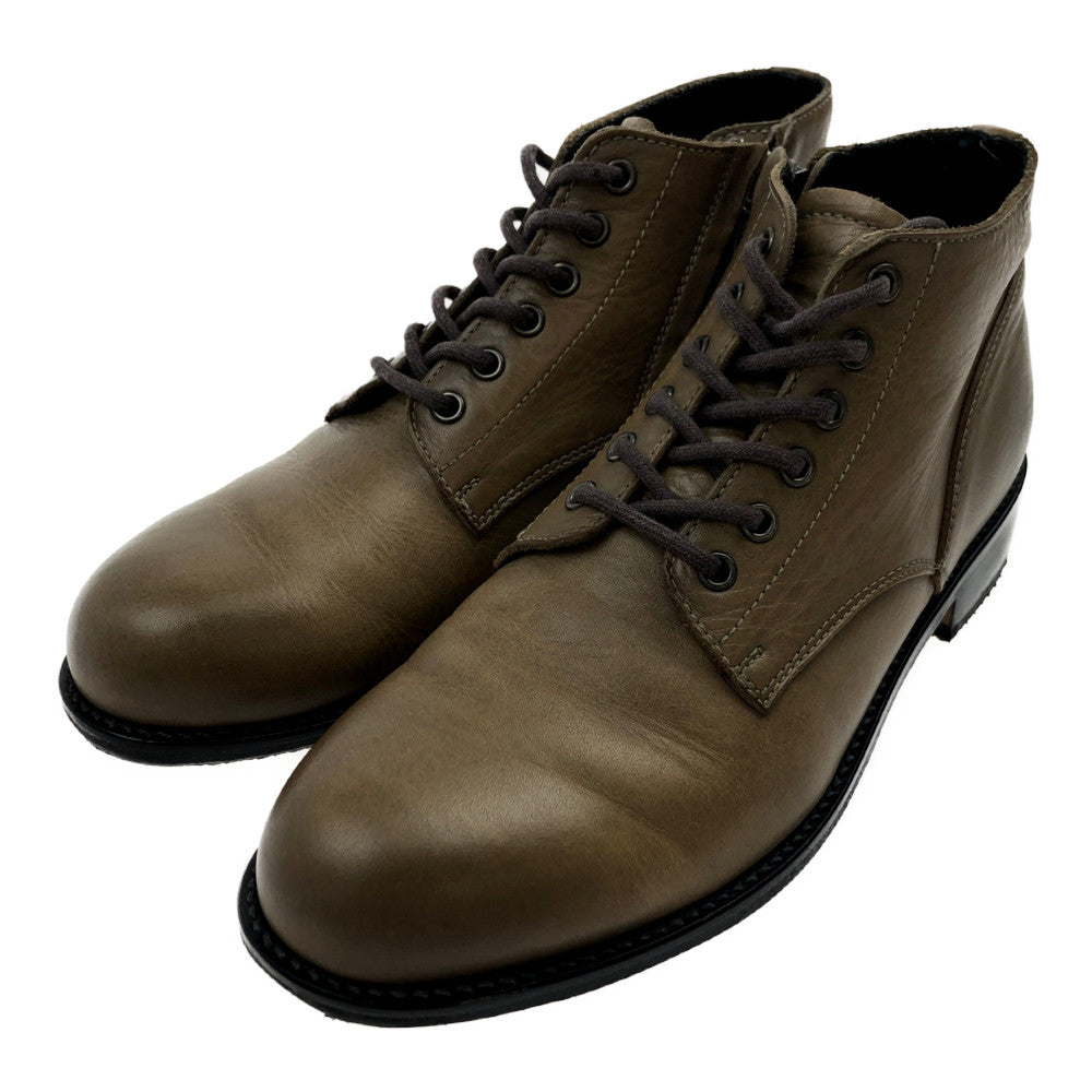 PADRONE パドローネ PU7358-1205-13D CHUKKA BOOTS WITH SIDE ZIP サイドジップ 牛革 チャッカブーツ オリーブ系 40【中古】