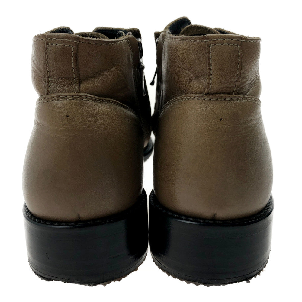 PADRONE パドローネ PU7358-1205-13D CHUKKA BOOTS WITH SIDE ZIP サイドジップ 牛革 チャッカブーツ オリーブ系 40【中古】