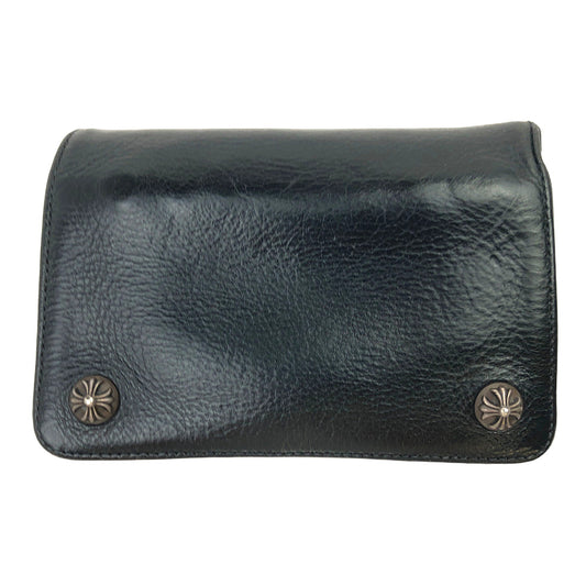 CHROME HEARTS クロムハーツ（原本無） 2ZIP 2ジップ クロスボールボタン レザー ウォレット 財布 ブラック系【中古】