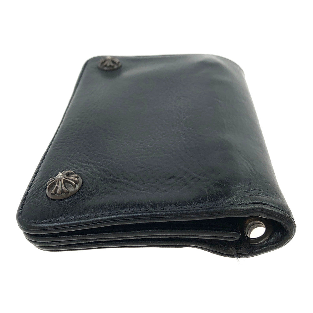 CHROME HEARTS クロムハーツ（原本無） 2ZIP 2ジップ クロスボールボタン レザー ウォレット 財布 ブラック系【中古】