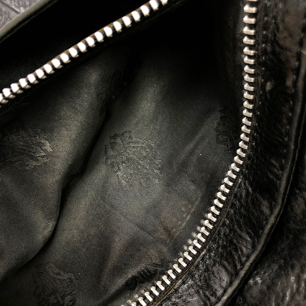 CHROME HEARTS クロムハーツ（原本無） WAVE WALLET ウェーブ クロスボールボタン レザー ウォレット  ブラック系【中古】