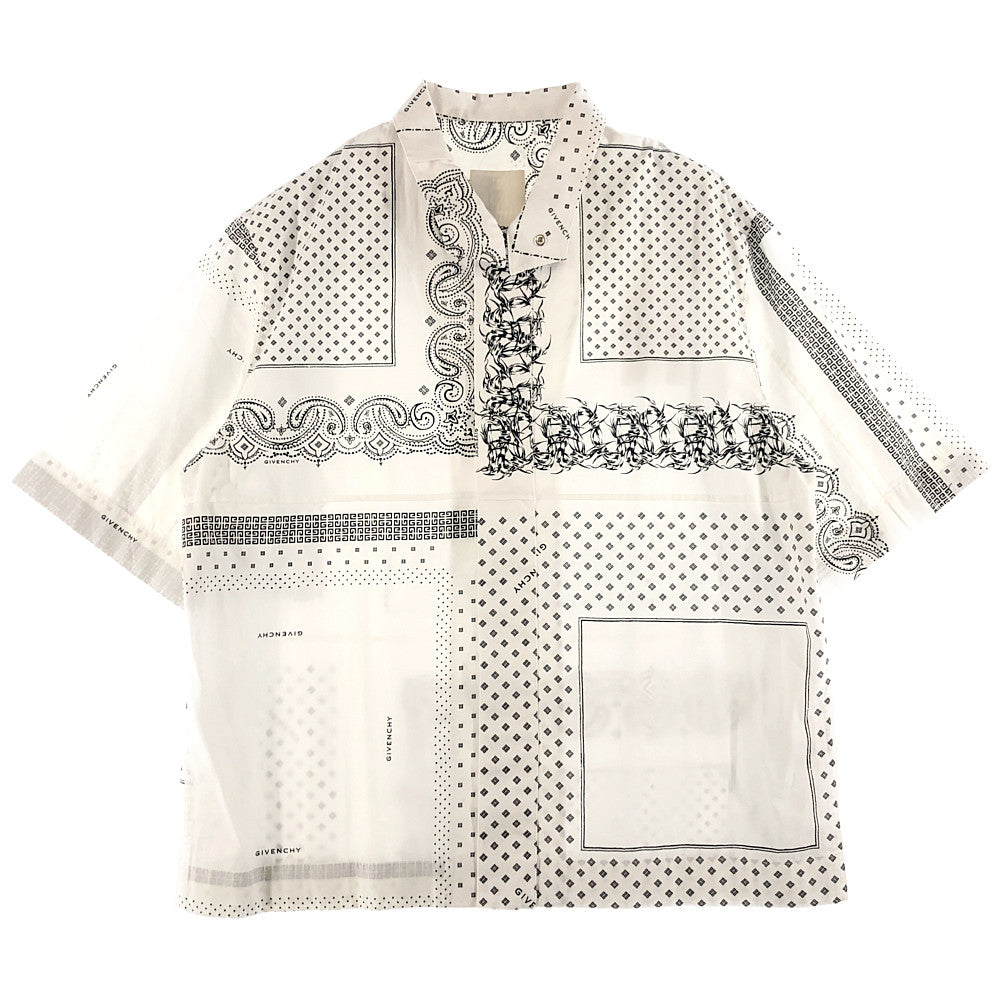 GIVENCHY ジバンシィ BM60RK144U  Bandana Print Zip Shirt バンダナ プリント ジップ シャツ ホワイト ホワイト系 39【極上美品】【中古】