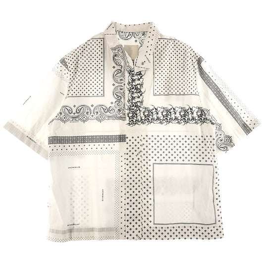 GIVENCHY ジバンシィ BM60RK144U  Bandana Print Zip Shirt バンダナ プリント ジップ シャツ ホワイト ホワイト系 39【極上美品】【中古】