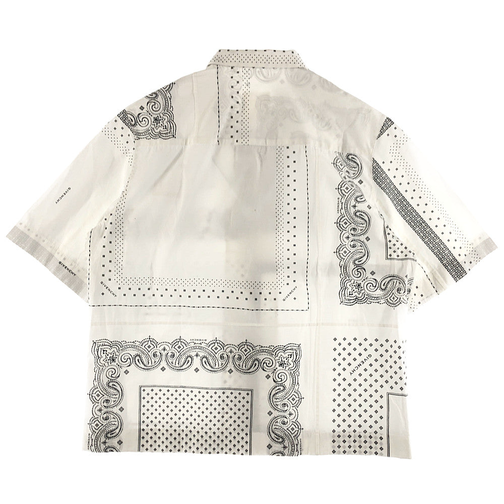 GIVENCHY ジバンシィ BM60RK144U  Bandana Print Zip Shirt バンダナ プリント ジップ シャツ ホワイト ホワイト系 39【極上美品】【中古】