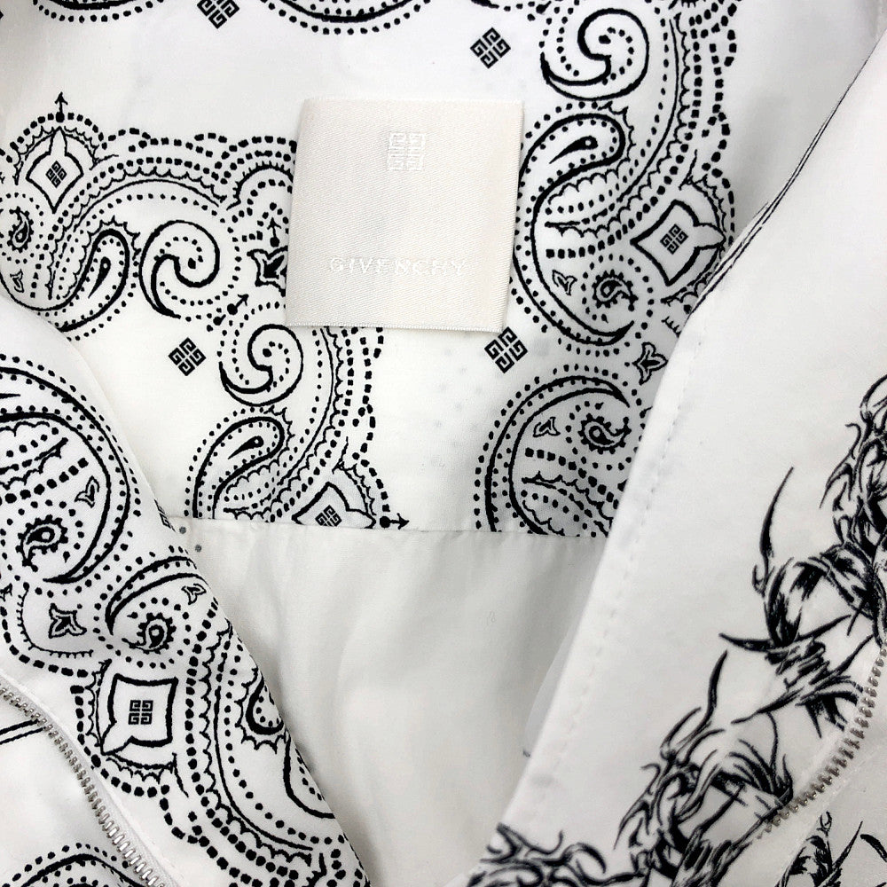 GIVENCHY ジバンシィ BM60RK144U  Bandana Print Zip Shirt バンダナ プリント ジップ シャツ ホワイト ホワイト系 39【極上美品】【中古】