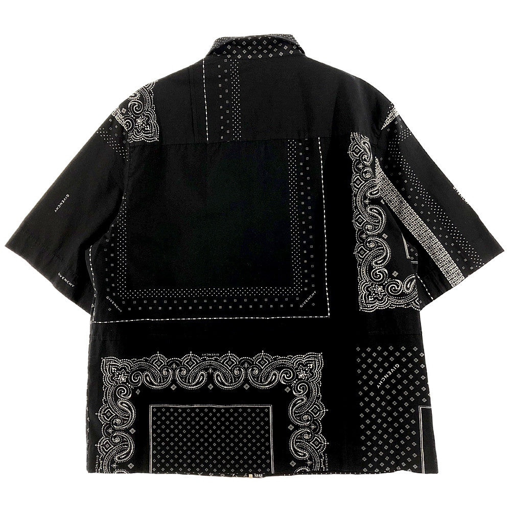 GIVENCHY ジバンシィ BM60RK13ZL  Bandana Print Zip Shirt バンダナ プリント ジップ シャツ ブラック系 柄 39【極上美品】【中古】