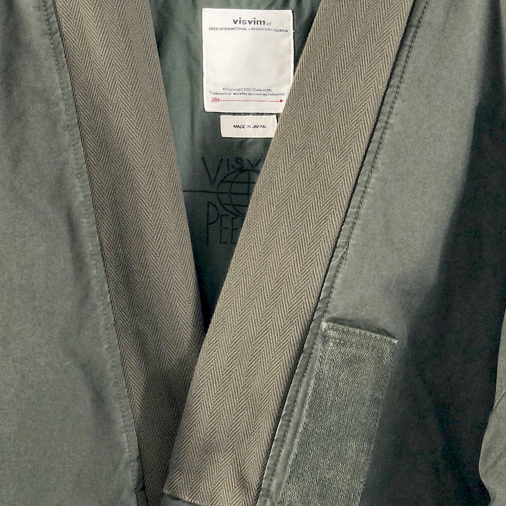 VISVIM ビズビム 20AW 0120205013016 SANJURO KIMONO JKT サンジュウロウ ノーカラー ジャケット カーキ系 2【中古】