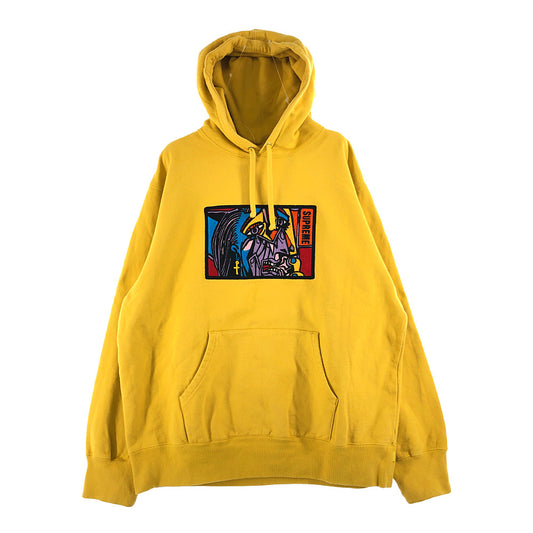 Supreme シュプリーム 18AW Chainstitch Hooded Sweatshirt チェーンステッチ フーデッド スウェット パーカー からし色系 XL【中古】