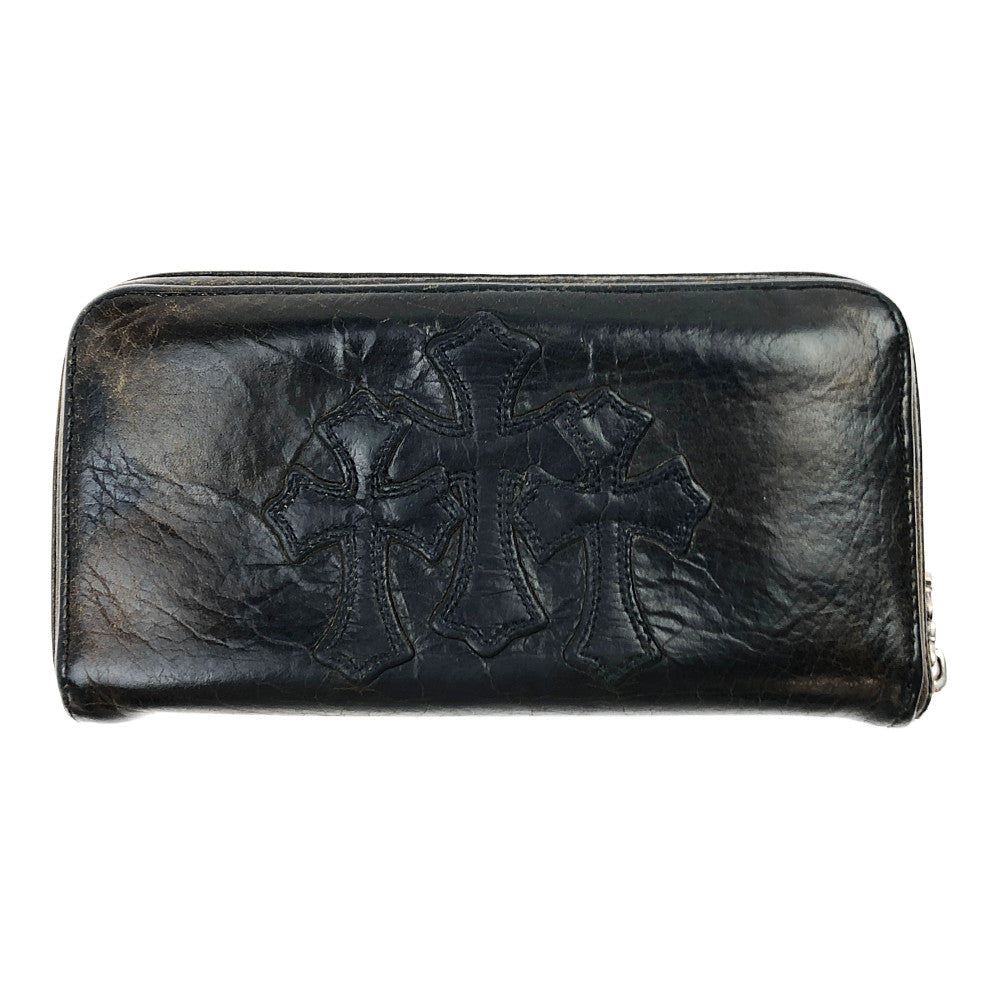 CHROME HEARTS クロムハーツ（原本無） REC F ZIP 3 セメタリークロス ラウンドジップ ウォレット カモ ブラック系 ブラウン系【中古】