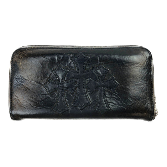 CHROME HEARTS クロムハーツ（原本無） REC F ZIP 3 セメタリークロス ラウンドジップ ウォレット カモ ブラック系 ブラウン系【中古】