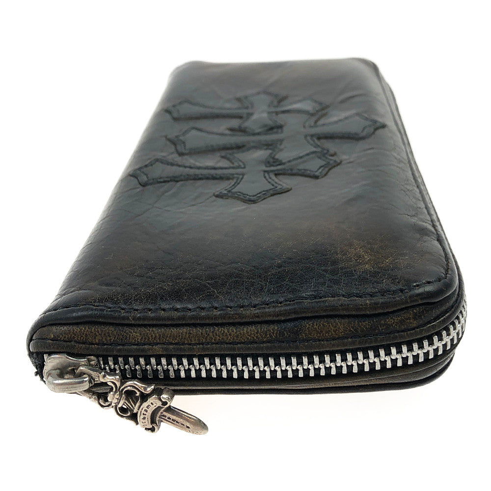 CHROME HEARTS クロムハーツ（原本無） REC F ZIP 3 セメタリークロス ラウンドジップ ウォレット カモ ブラック系 ブラウン系【中古】