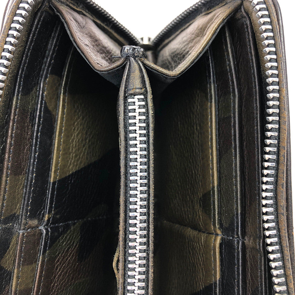 CHROME HEARTS クロムハーツ（原本無） REC F ZIP 3 セメタリークロス ラウンドジップ ウォレット カモ ブラック系 ブラウン系【中古】