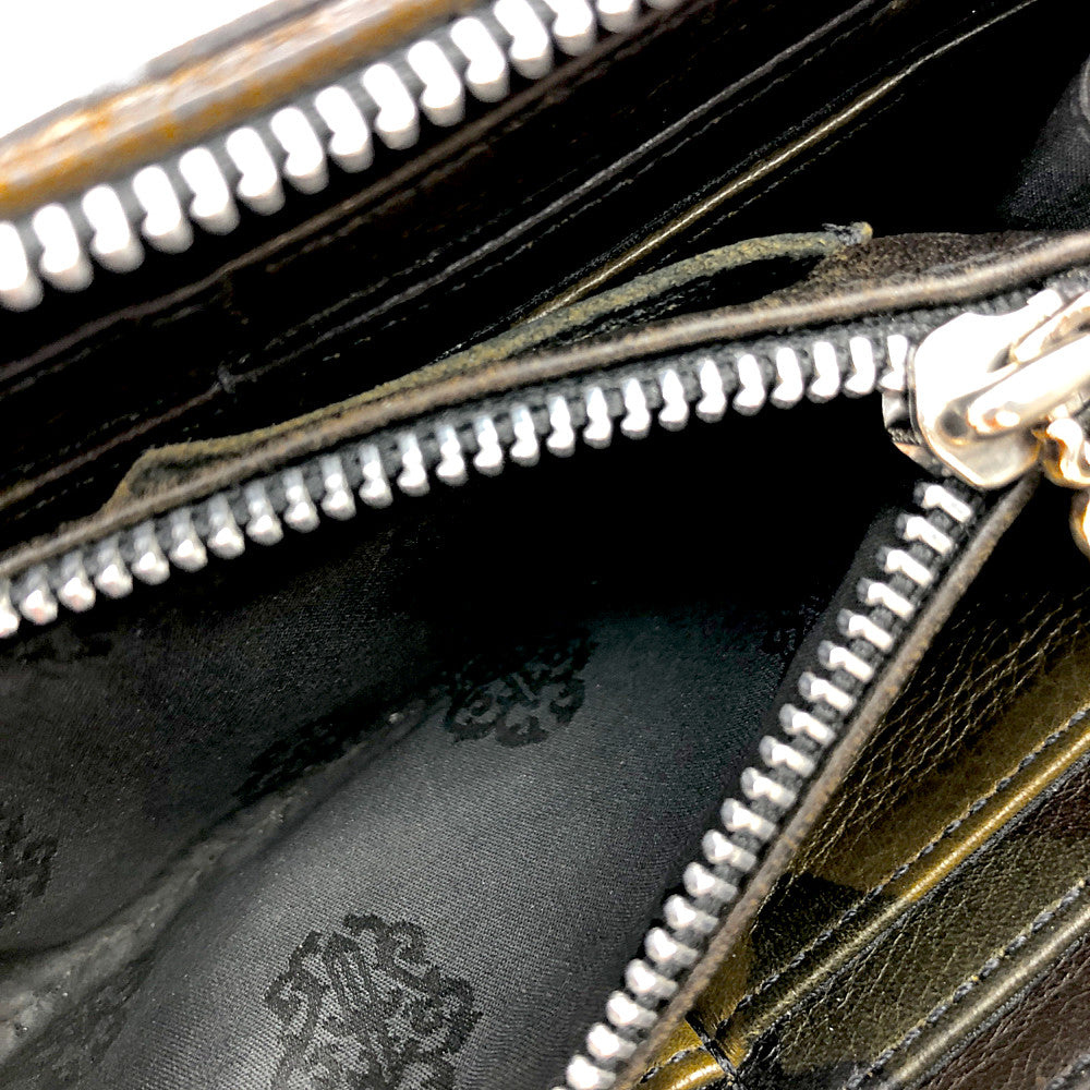 CHROME HEARTS クロムハーツ（原本無） REC F ZIP 3 セメタリークロス ラウンドジップ ウォレット カモ ブラック系 ブラウン系【中古】