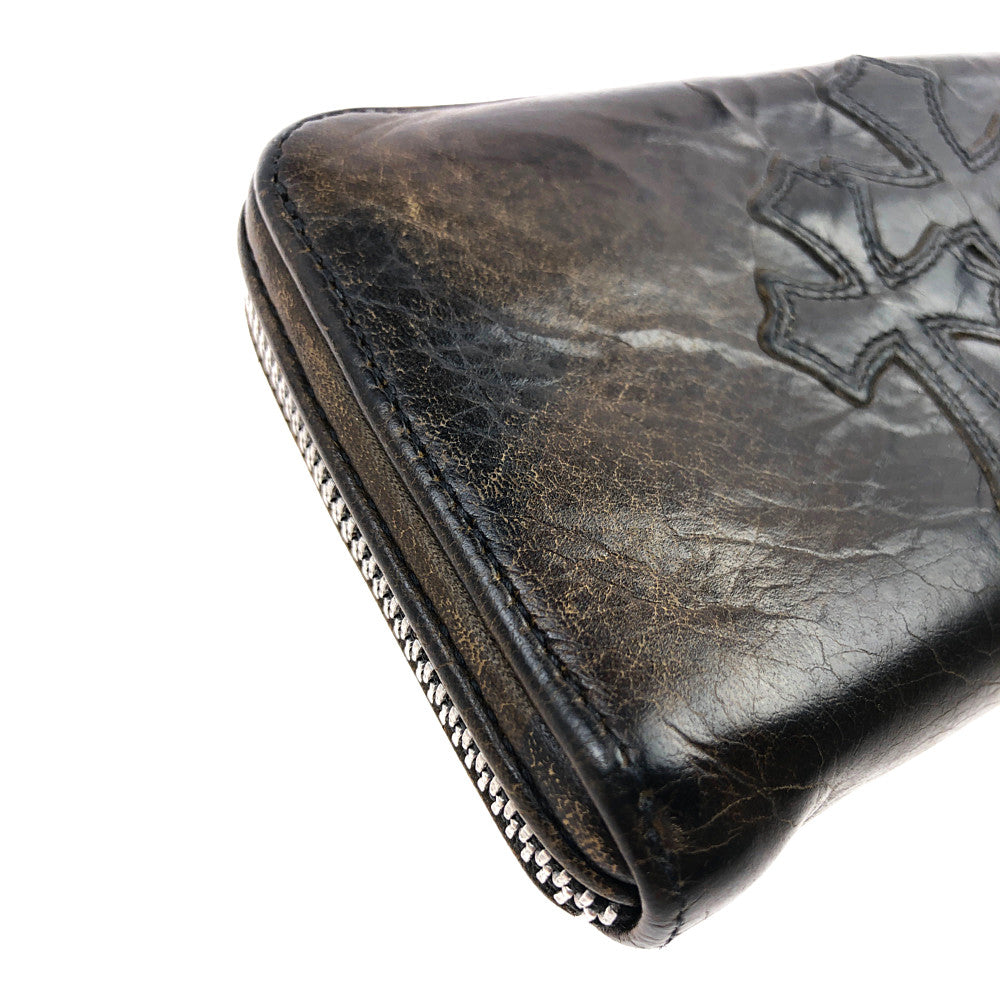 CHROME HEARTS クロムハーツ（原本無） REC F ZIP 3 セメタリークロス ラウンドジップ ウォレット カモ ブラック系 ブラウン系【中古】