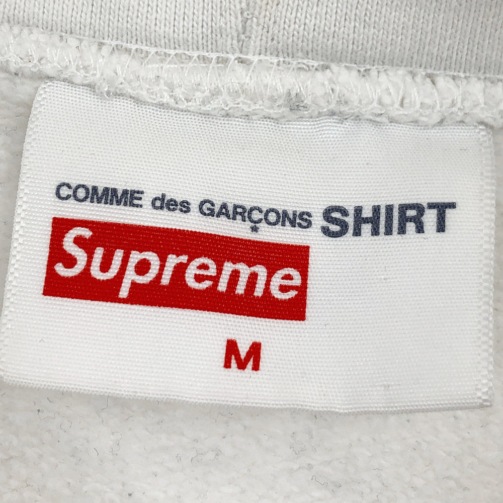 Supreme シュプリーム 18AW COMME des GARCONS SHIRT Split Box Logo Hooded Sweatshirt コムデギャルソンシャツ スプリット ボックス ロゴ スウェット プルオーバー パーカー ホワイト系 M【中古】