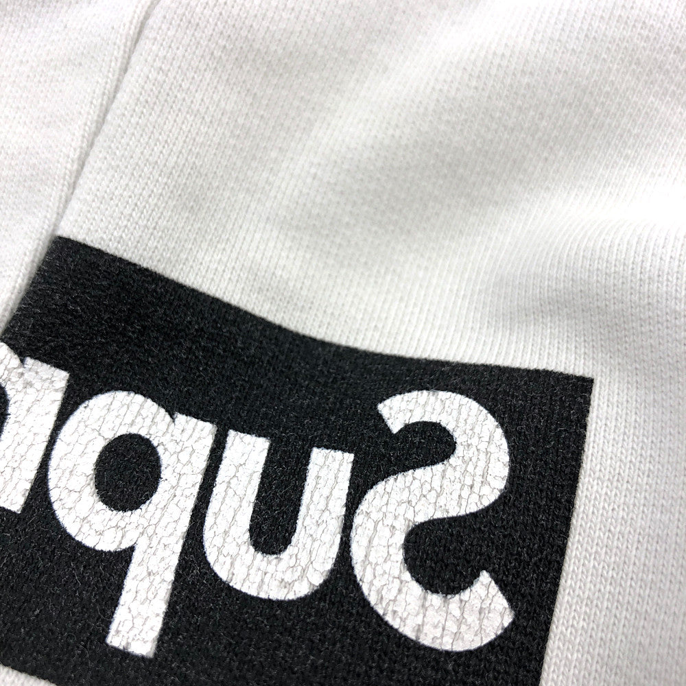 Supreme シュプリーム 18AW COMME des GARCONS SHIRT Split Box Logo Hooded Sweatshirt コムデギャルソンシャツ スプリット ボックス ロゴ スウェット プルオーバー パーカー ホワイト系 M【中古】