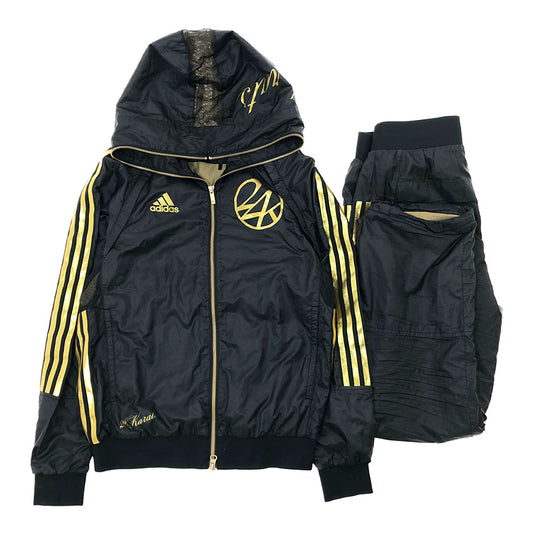 adidas アディダス O74208 JD1049 24karats 24カラッツ ライン ジャージ セットアップ ブラック系 ゴールド系 S【中古】