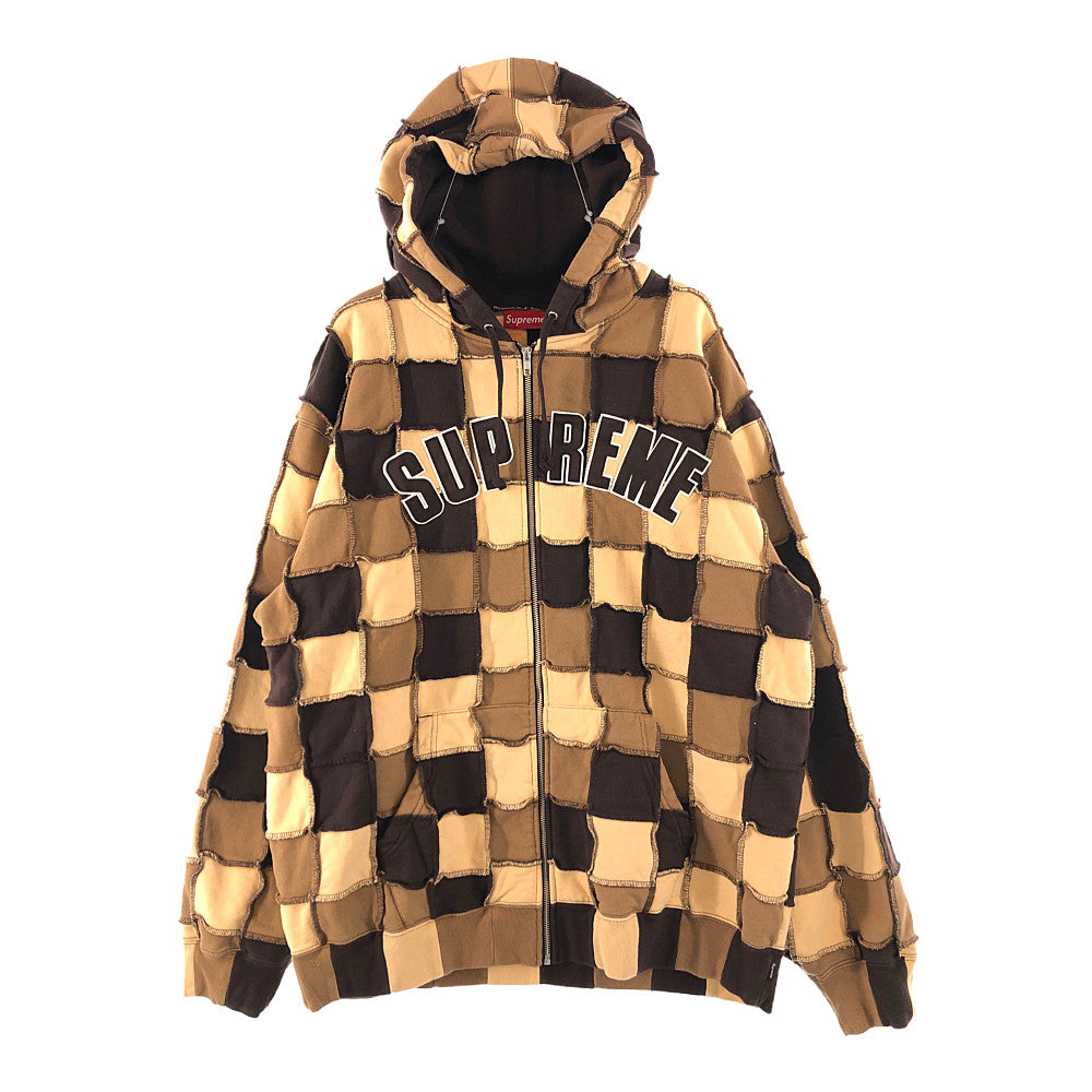 Supreme シュプリーム Reverse Patchwork Zip Up Hooded Sweatshirt リバース パッチワーク ジップアップ スウェットパーカー ブラウン系 XXL【新古品】【未使用】【中古】