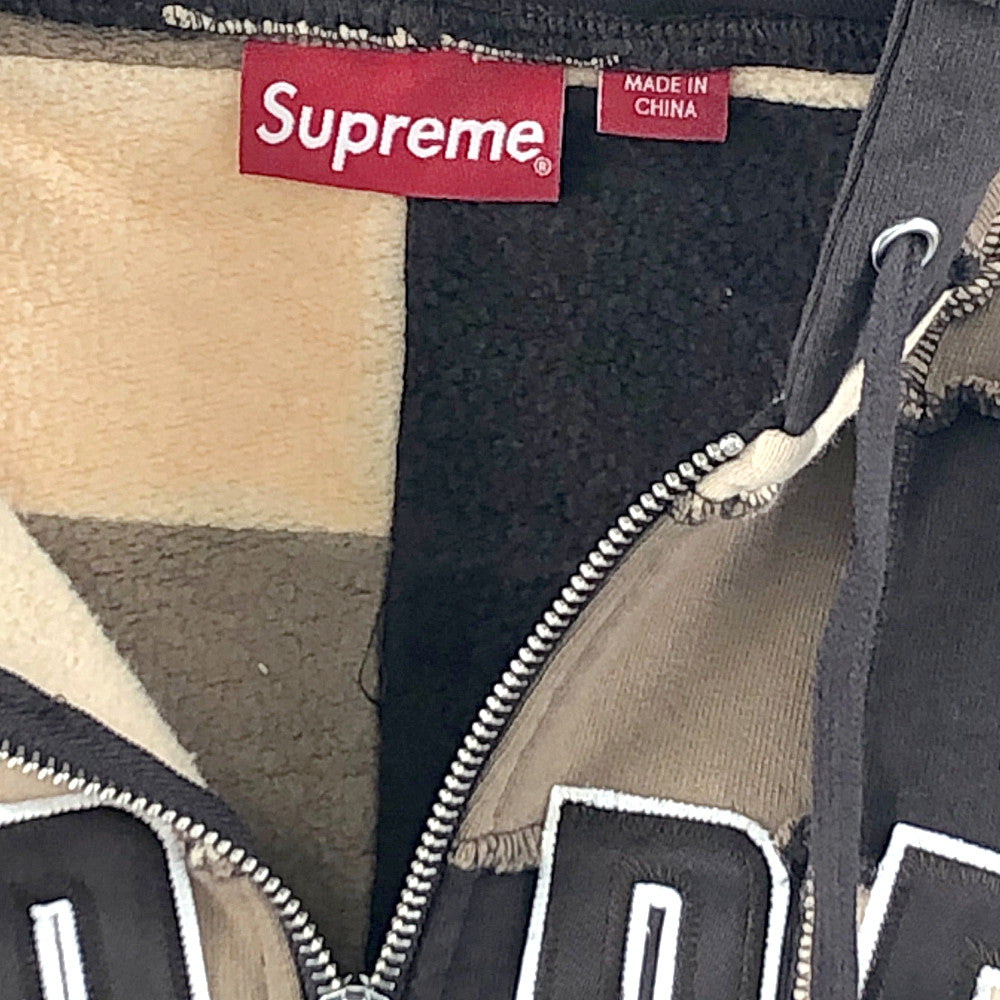 Supreme シュプリーム Reverse Patchwork Zip Up Hooded Sweatshirt リバース パッチワーク ジップアップ スウェットパーカー ブラウン系 XXL【新古品】【未使用】【中古】