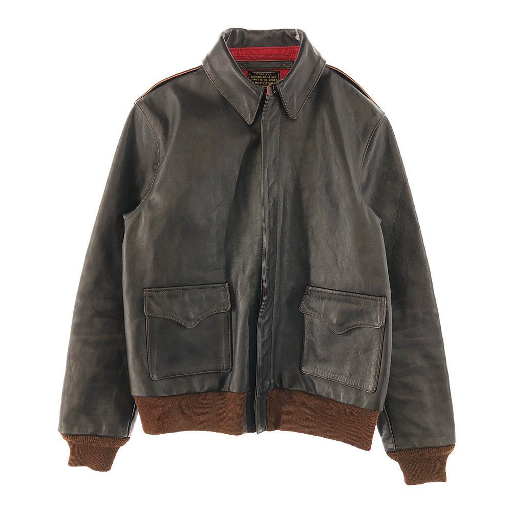 The REAL McCOY'S ザリアルマッコイズ TYPE A-2 REAL McCOY MFG. REDSILK SEAL BROWN ホースハイド タンニン鞣し ピグメント仕上げ レッドシルク シールブラウン フライト ジャケット ブラック系 40【中古】