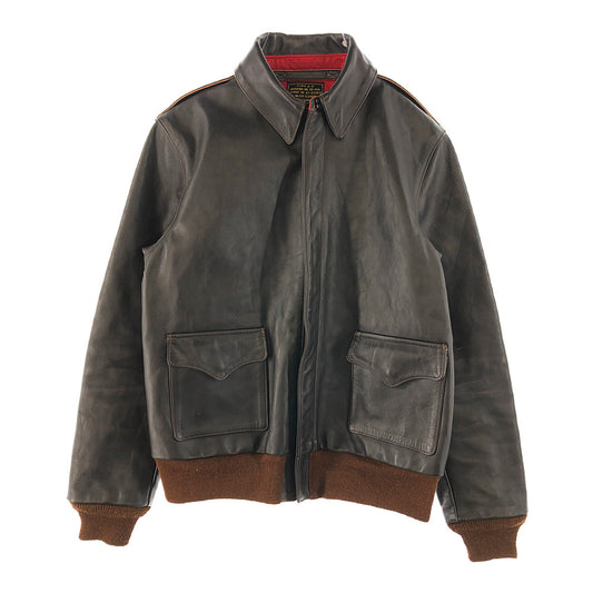 The REAL McCOY'S ザリアルマッコイズ TYPE A-2 REAL McCOY MFG. REDSILK SEAL BROWN ホースハイド タンニン鞣し ピグメント仕上げ レッドシルク シールブラウン フライト ジャケット ブラック系 40【中古】