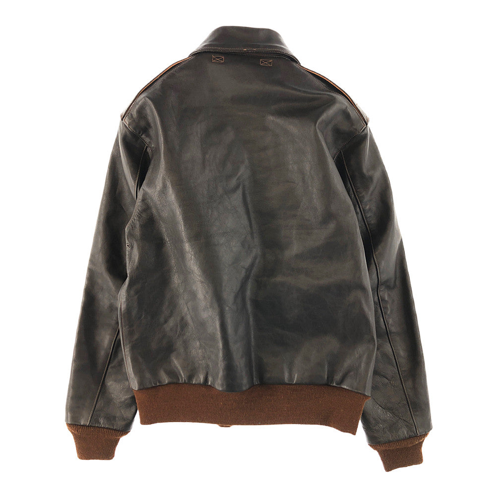 The REAL McCOY'S ザリアルマッコイズ TYPE A-2 REAL McCOY MFG. REDSILK SEAL BROWN ホースハイド タンニン鞣し ピグメント仕上げ レッドシルク シールブラウン フライト ジャケット ブラック系 40【中古】