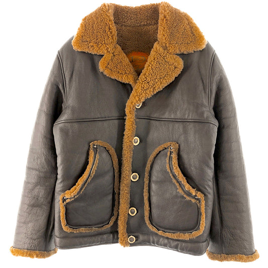 LYNCH SILVERSMITH リンチシルバースミス SHEEP SKIN RANCH JACKET シープスキン ランチジャケット 925鹿角ボタン 925スタッズ 925スナップ リアルムートンレザー ジャケット ブラウン系【中古】