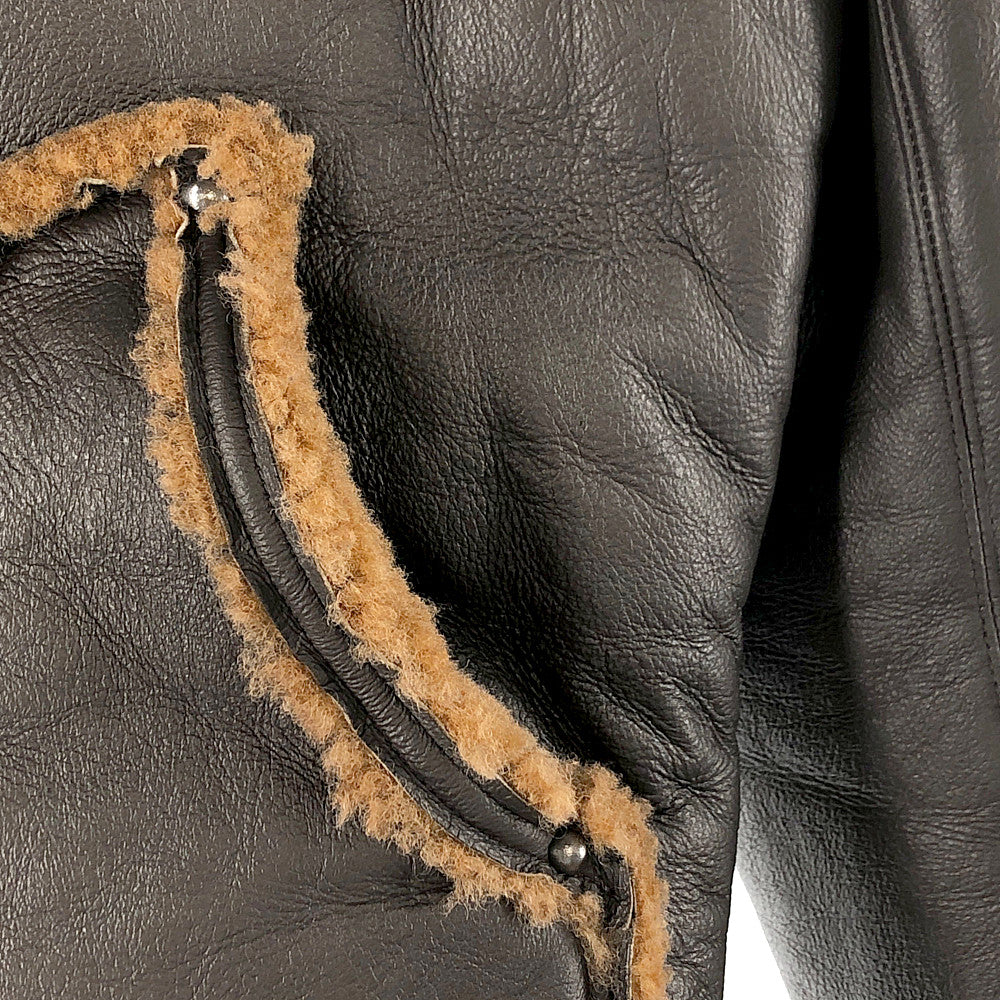 LYNCH SILVERSMITH リンチシルバースミス レザージャケット SHEEP SKIN RANCH JACKET シープスキン ランチジャケット 925鹿角ボタン 925スタッズ 925スナップ リアルムートンレザー ジャケット ブラウン系【中古】 LYNCH SILVERSMITH リンチシルバースミス SHEEP SKIN RANCH JACKET