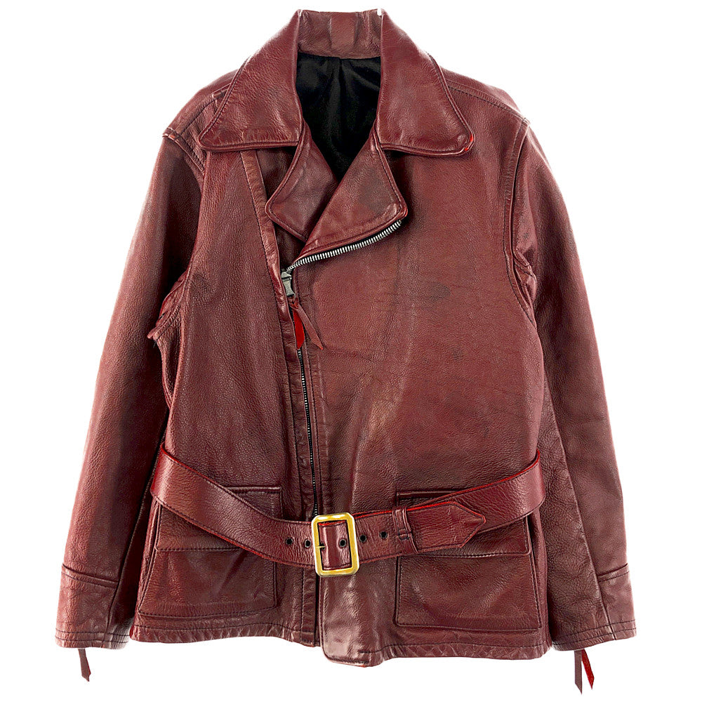 LANGLITZ LEATHERS ラングリッツレザーズ Red Dog レッド ドッグ ハーフ ベルト コート ダブル レザー ライダース ジャケット ワインレッド系【中古】