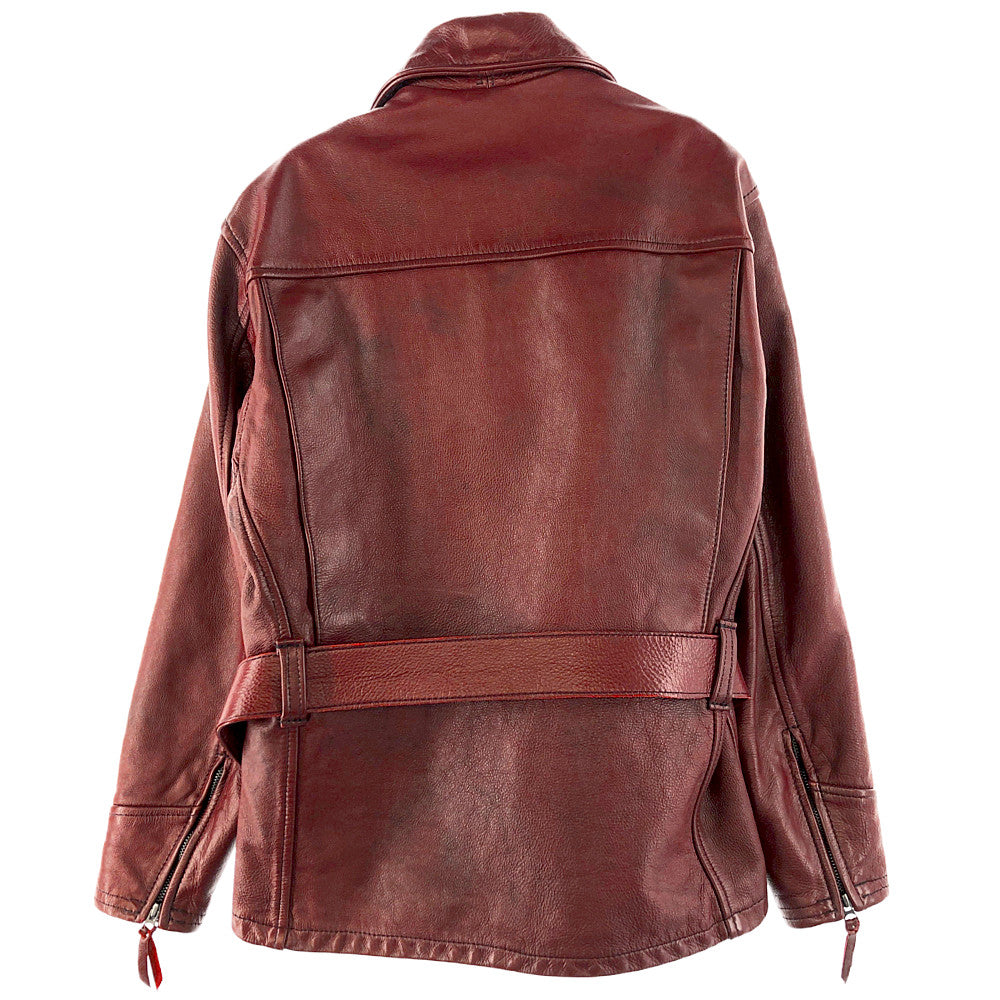LANGLITZ LEATHERS ラングリッツレザーズ Red Dog レッド ドッグ ハーフ ベルト コート ダブル レザー ライダース ジャケット ワインレッド系【中古】