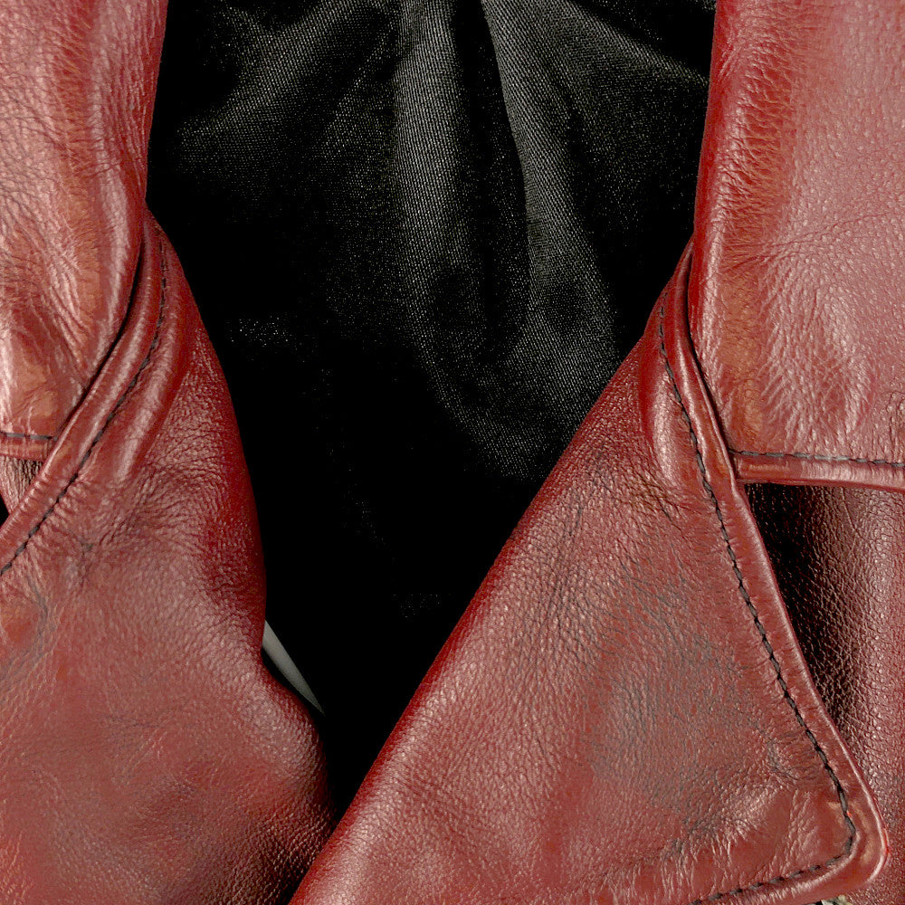 LANGLITZ LEATHERS ラングリッツレザーズ Red Dog レッド ドッグ ハーフ ベルト コート ダブル レザー ライダース ジャケット ワインレッド系【中古】