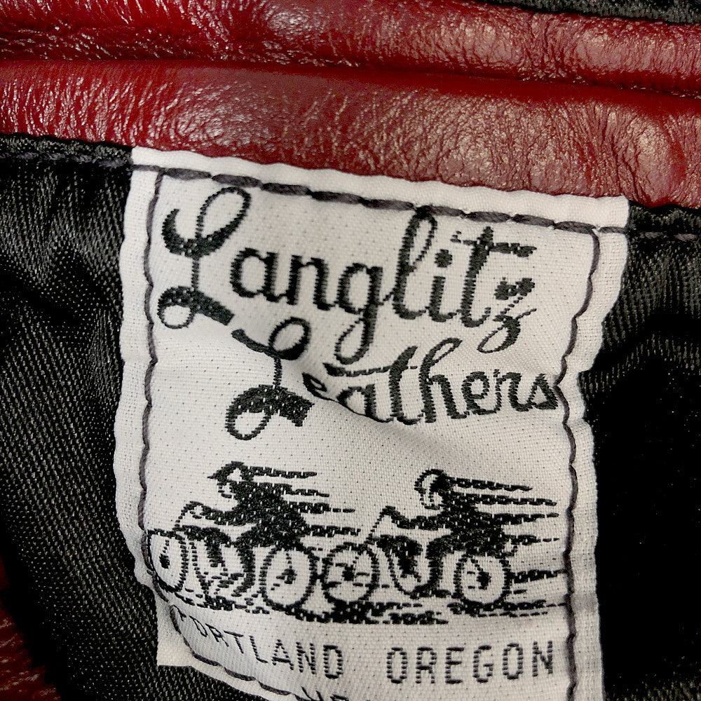 LANGLITZ LEATHERS ラングリッツレザーズ Red Dog レッド ドッグ ハーフ ベルト コート ダブル レザー ライダース ジャケット ワインレッド系【中古】